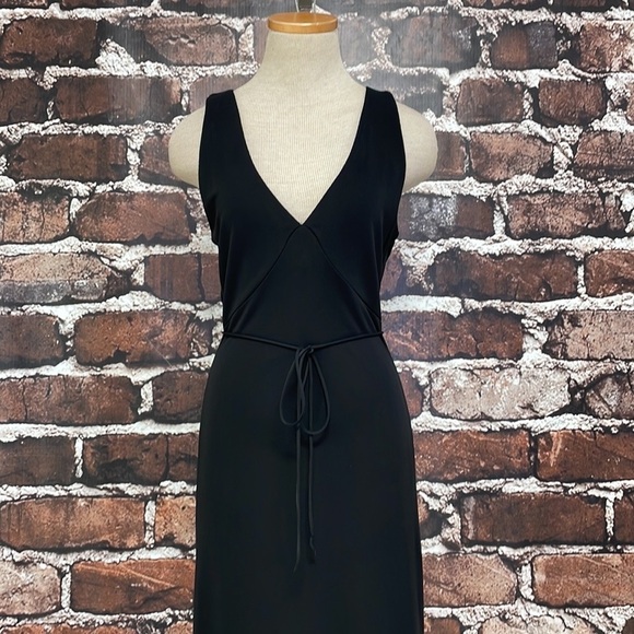 Michel Stephen Paris Dress Vintage Black V-neck Tie Front Large - Picture 5 of 15